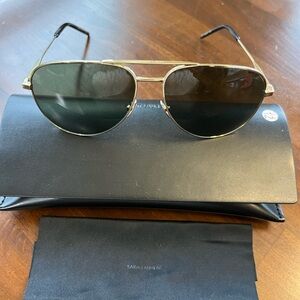 Saint Laurent Gold and Black Aviator Sunglasses